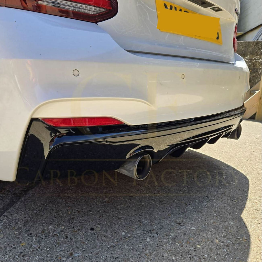 MP Style Gloss Black Rear Diffuser Dual Exhaust for BMW F22 2 Series M Sport 14-Present