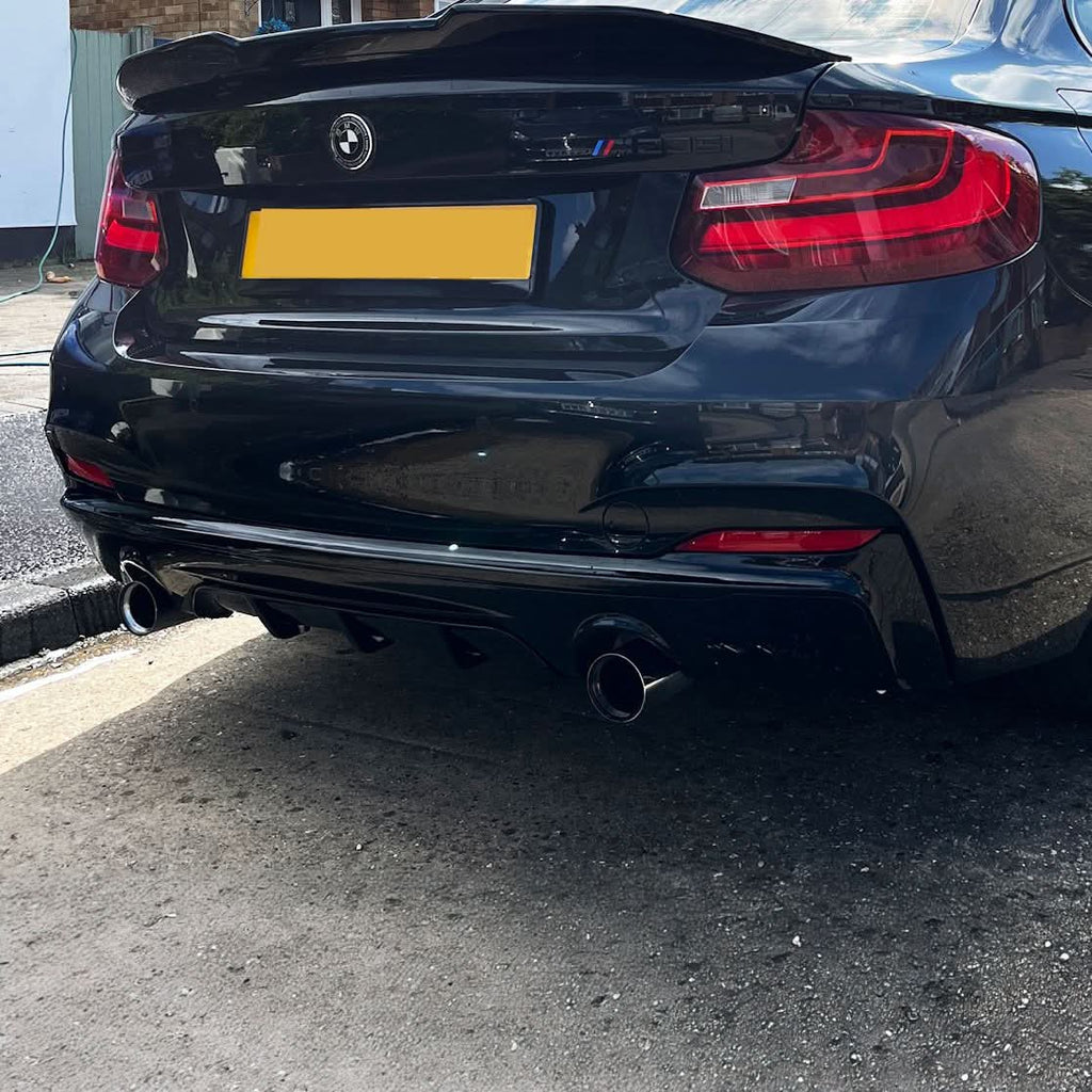 MP Style Gloss Black Rear Diffuser Dual Exhaust for BMW F22 2 Series M Sport 14-Present