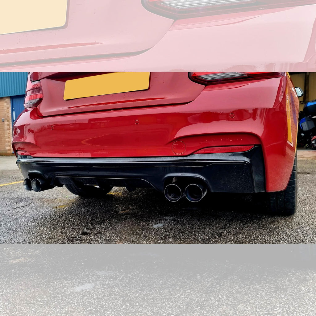 MP Style Gloss Black Rear Diffuser Quad Exhaust for BMW F22 2 Series M Sport 14-Present