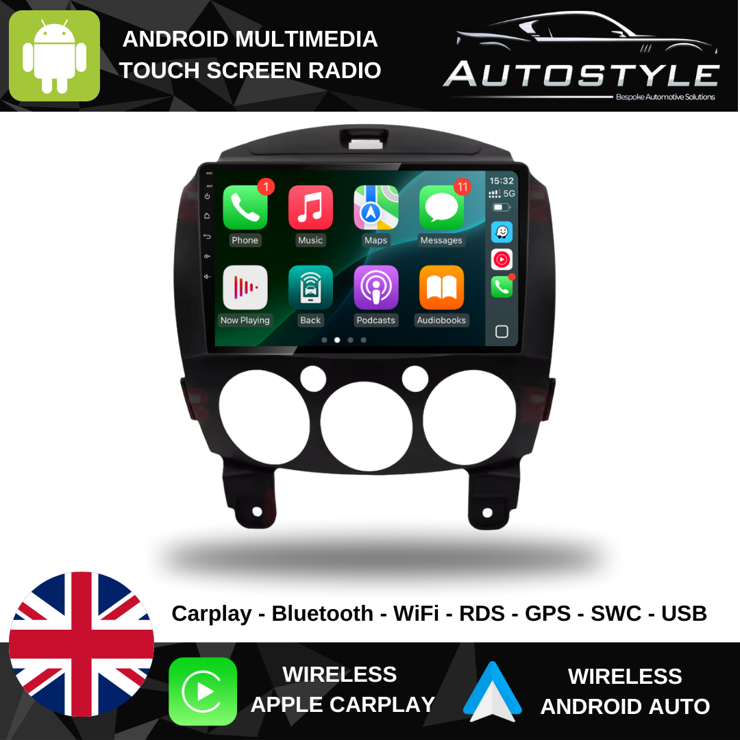 Mazda 2/ DE Demio Apple Carplay / Android Auto 9" Stereo Upgrade 2007-2015