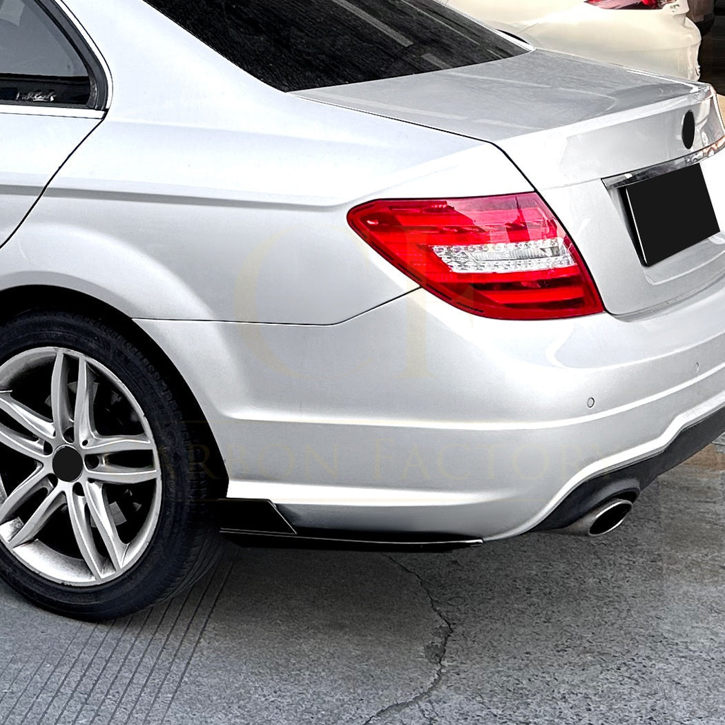 Gloss Black Rear Bumper Spats for Mercedes Benz W204 C Class 08-14