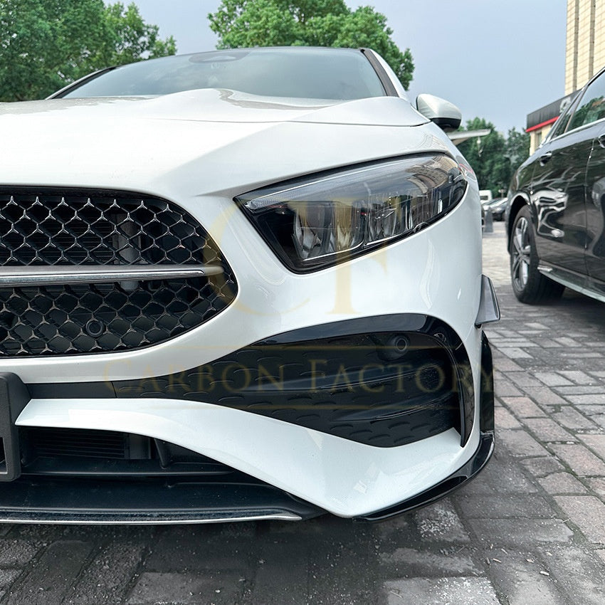 Gloss Black Front Canards Set (4 pcs) for Mercedes Benz W177 A Class AMG & A35 23-25