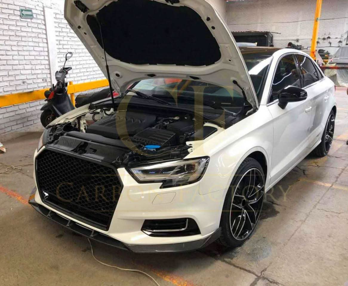 P Style Carbon Fibre Front Splitter for Audi A3 Saloon Non S Line 16-19