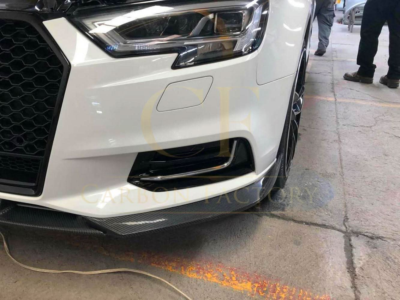 P Style Carbon Fibre Front Splitter for Audi A3 Saloon Non S Line 16-19