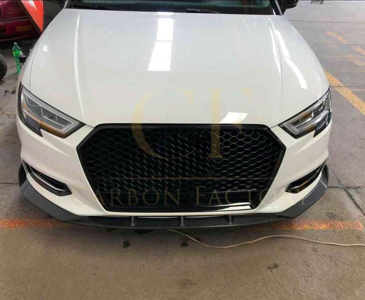 P Style Carbon Fibre Front Splitter for Audi A3 Saloon Non S Line 16-19