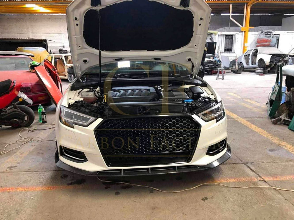 P Style Carbon Fibre Front Splitter for Audi A3 Saloon Non S Line 16-19