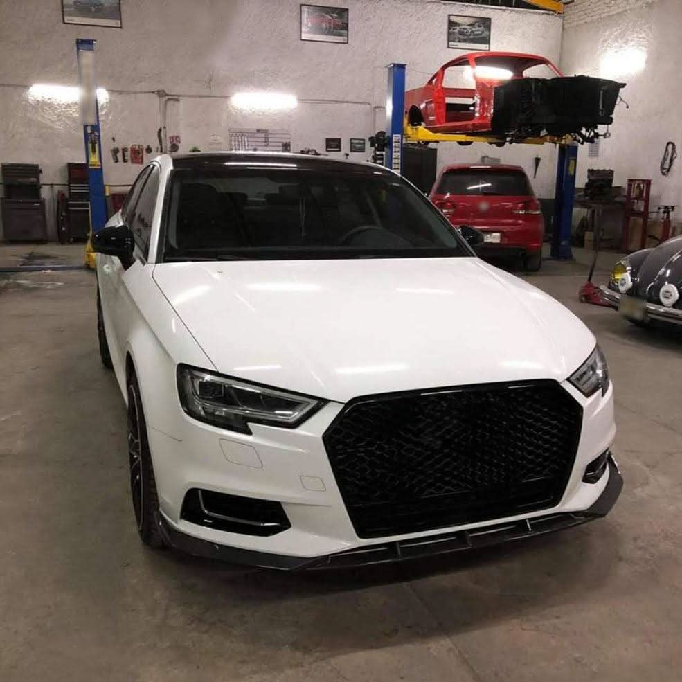 P Style Carbon Fibre Front Splitter for Audi A3 Saloon Non S Line 16-19