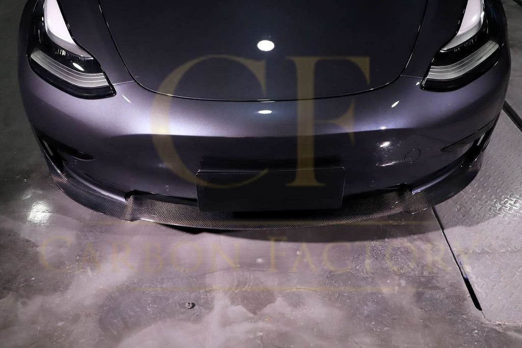 P Style Carbon Fibre Front Splitter for Tesla Model 3 16-23