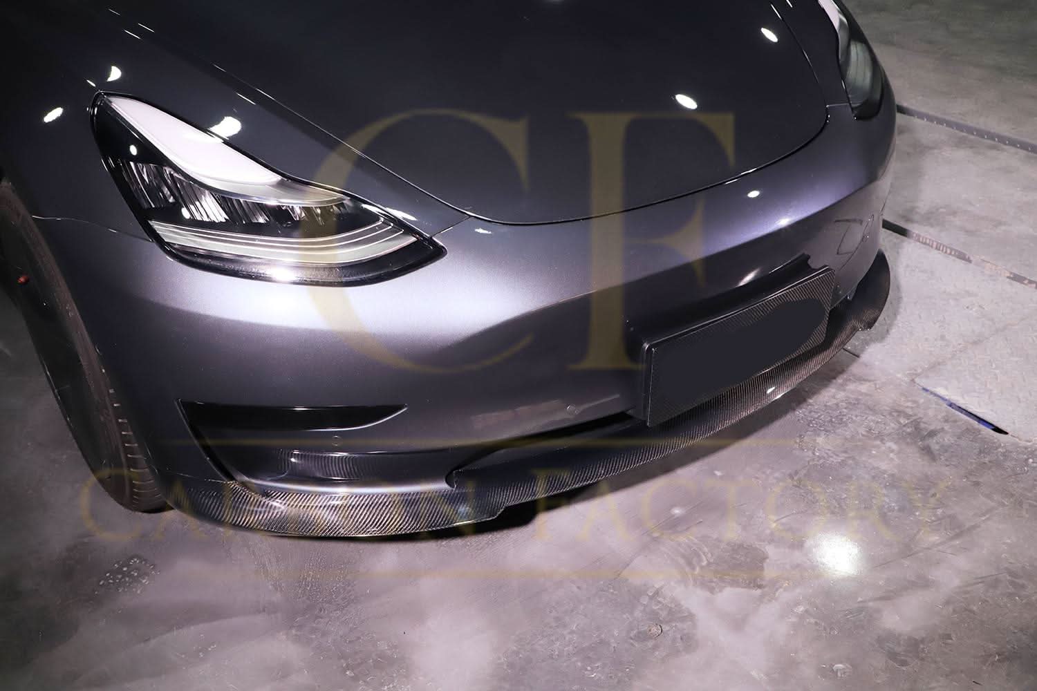 P Style Carbon Fibre Front Splitter for Tesla Model 3 16-23