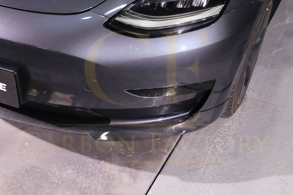 P Style Carbon Fibre Front Splitter for Tesla Model 3 16-23