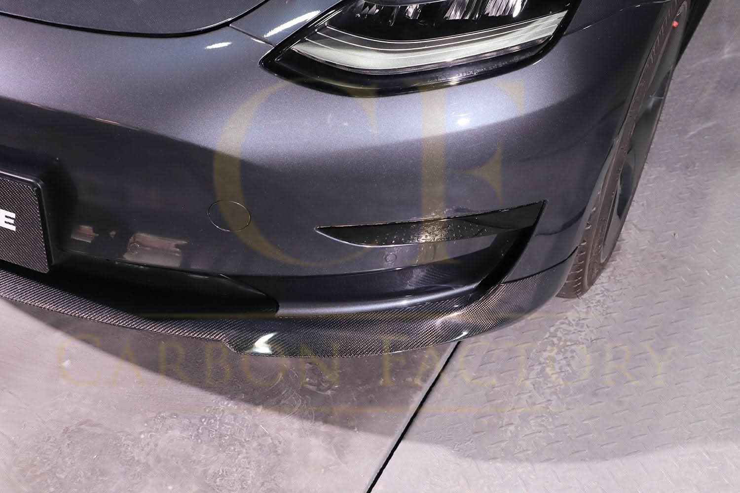 P Style Carbon Fibre Front Splitter for Tesla Model 3 16-23