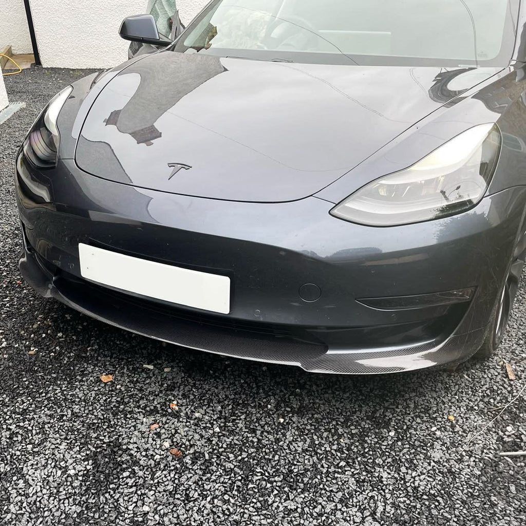 P Style Carbon Fibre Front Splitter for Tesla Model 3 16-23