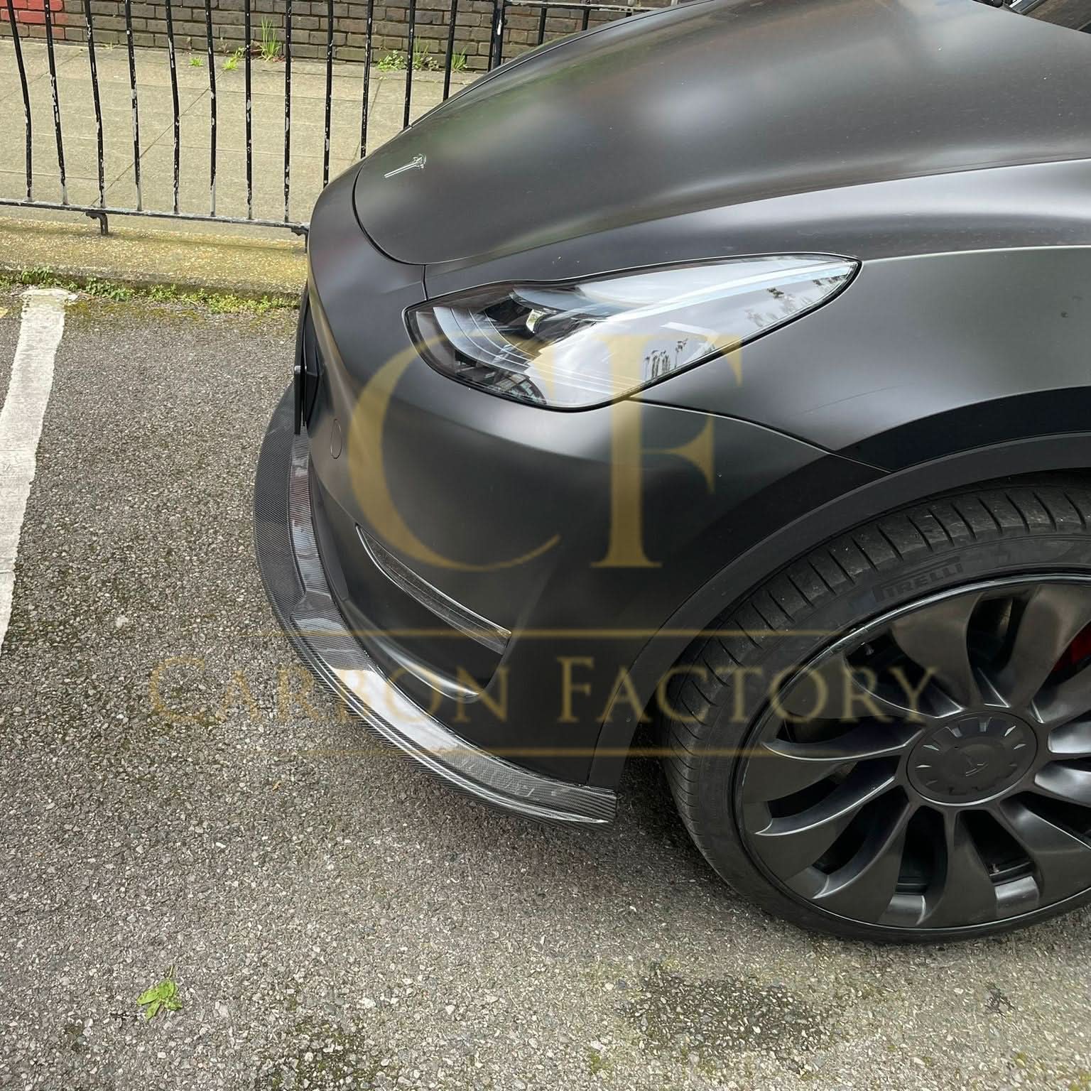 P Style Carbon Fibre Front Splitter for Tesla Model Y 19-23