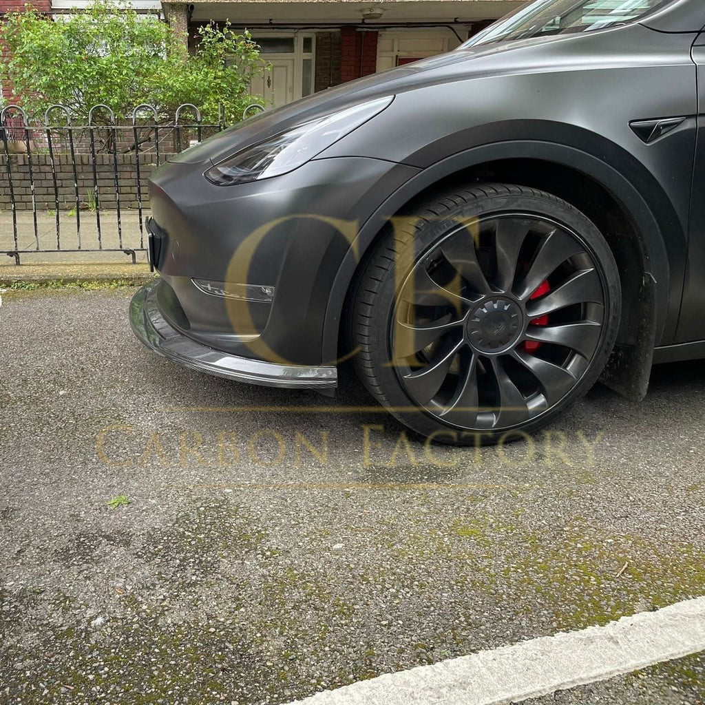P Style Carbon Fibre Front Splitter for Tesla Model Y 19-23