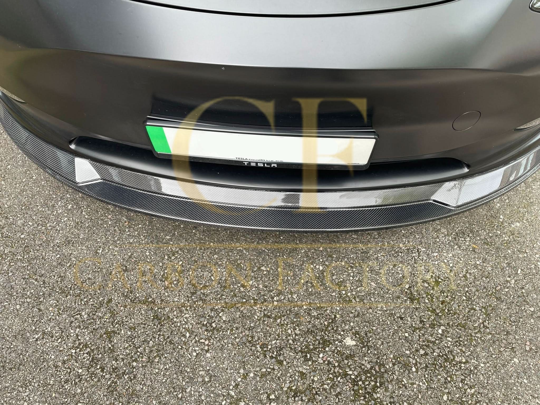P Style Carbon Fibre Front Splitter for Tesla Model Y 19-23