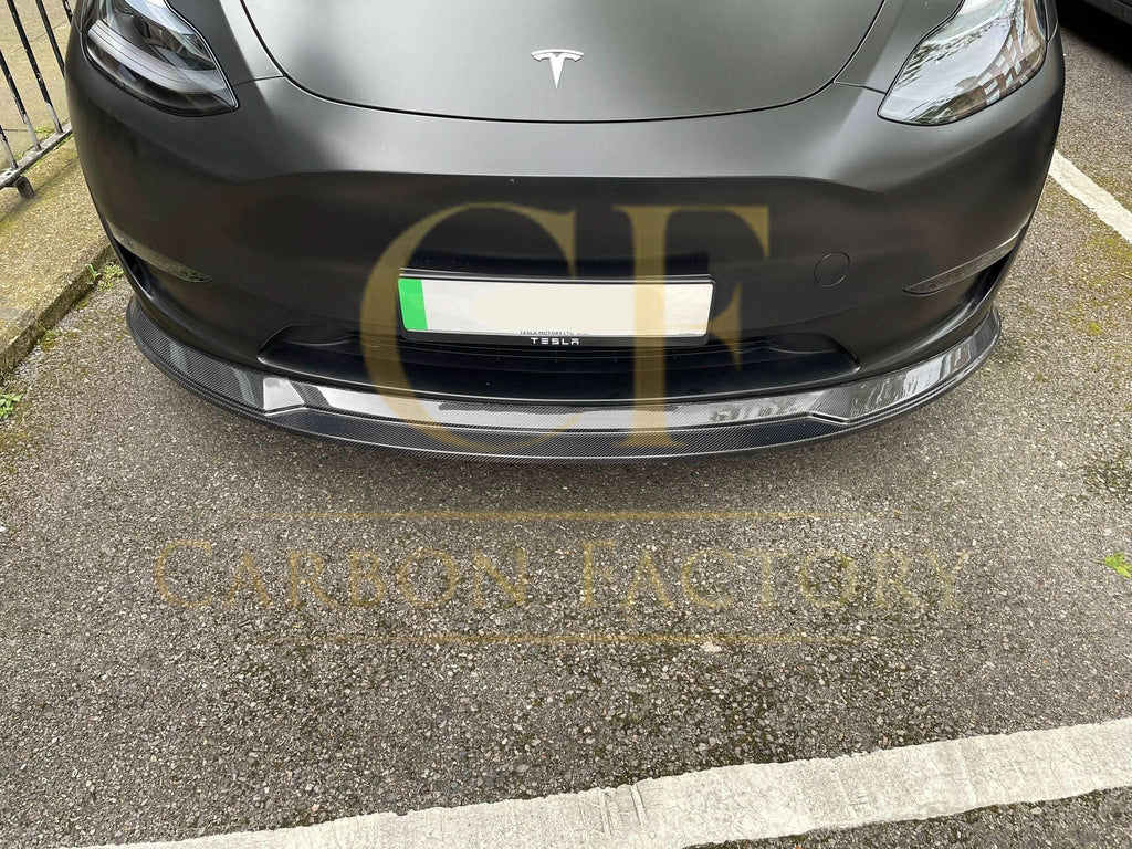 P Style Carbon Fibre Front Splitter for Tesla Model Y 19-23