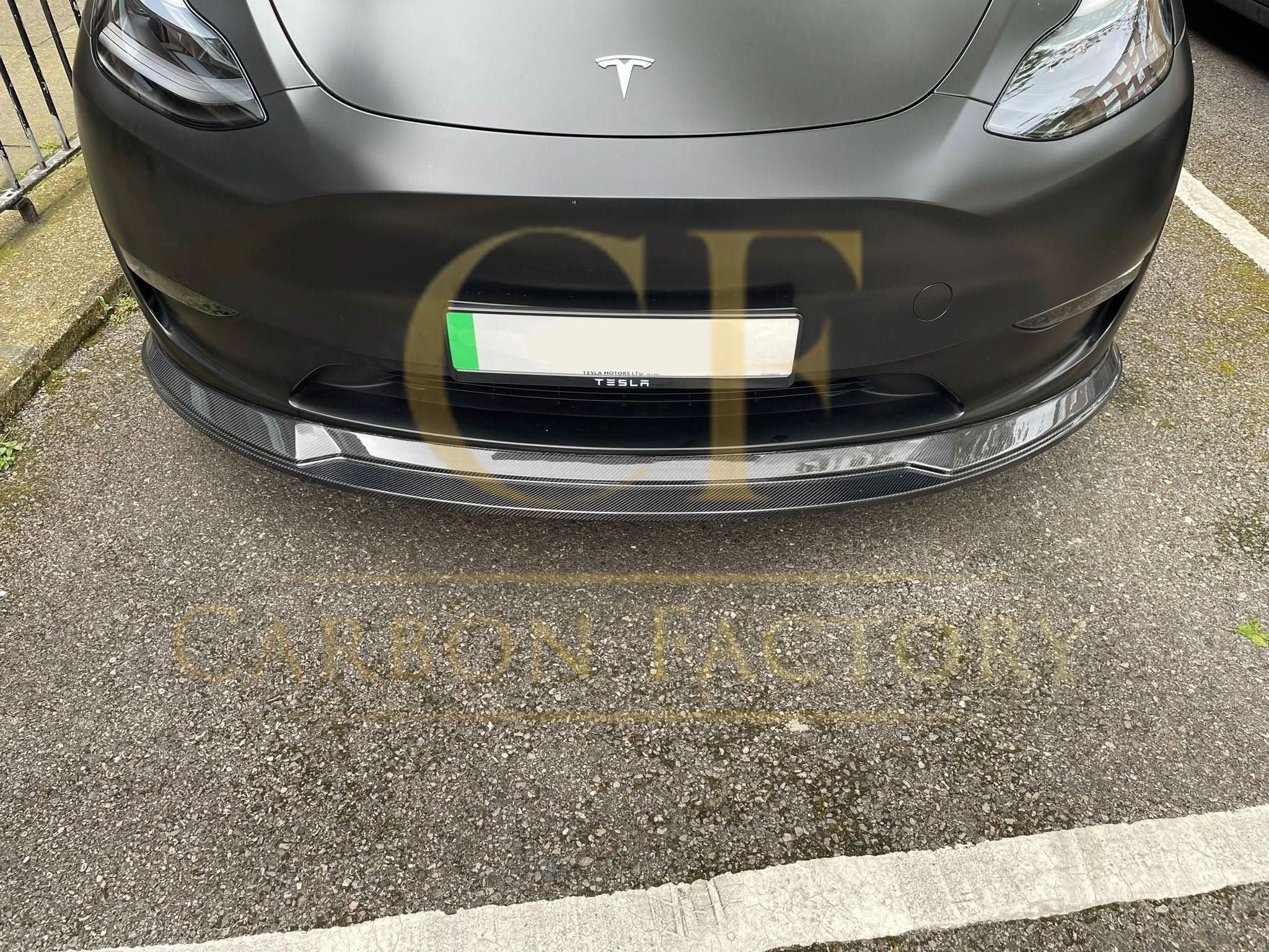 P Style Carbon Fibre Front Splitter for Tesla Model Y 19-23
