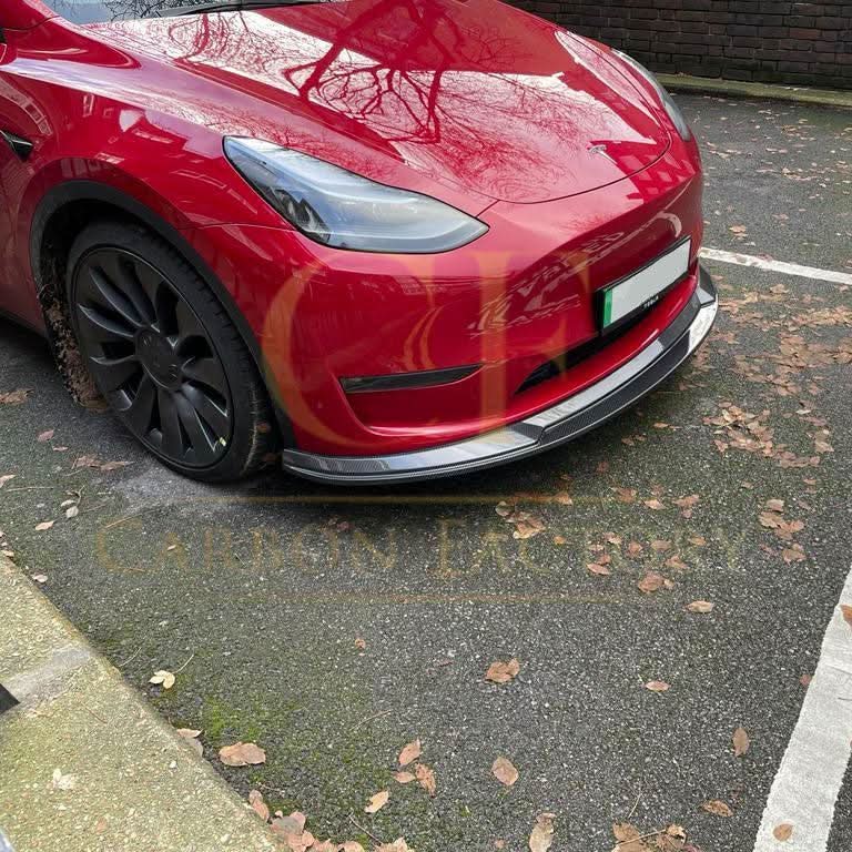 P Style Carbon Fibre Front Splitter for Tesla Model Y 19-23