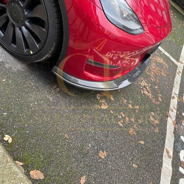 P Style Carbon Fibre Front Splitter for Tesla Model Y 19-23