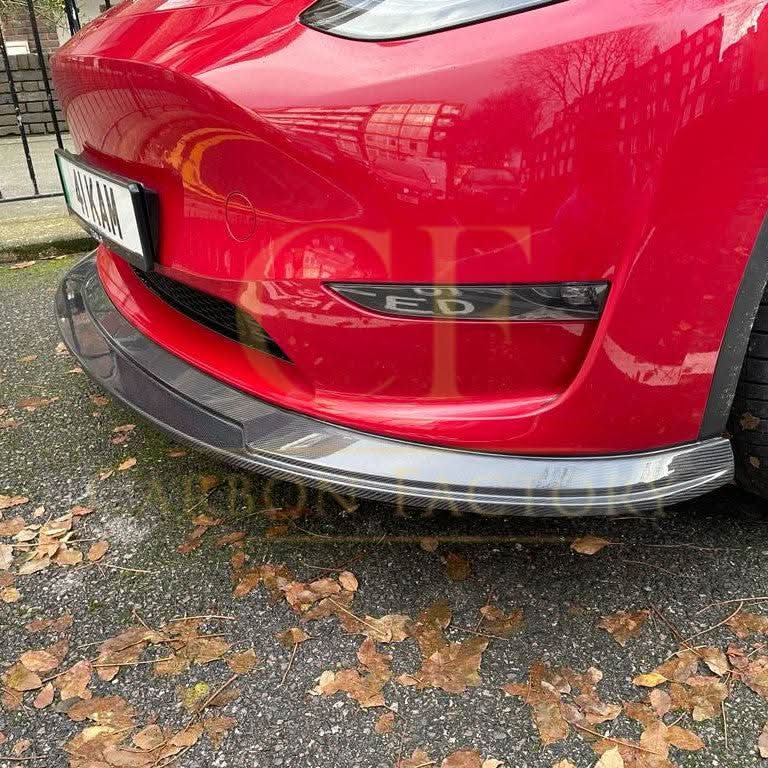 P Style Carbon Fibre Front Splitter for Tesla Model Y 19-23