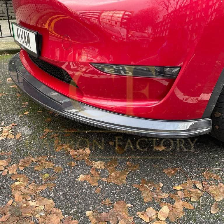 P Style Carbon Fibre Front Splitter for Tesla Model Y 19-23