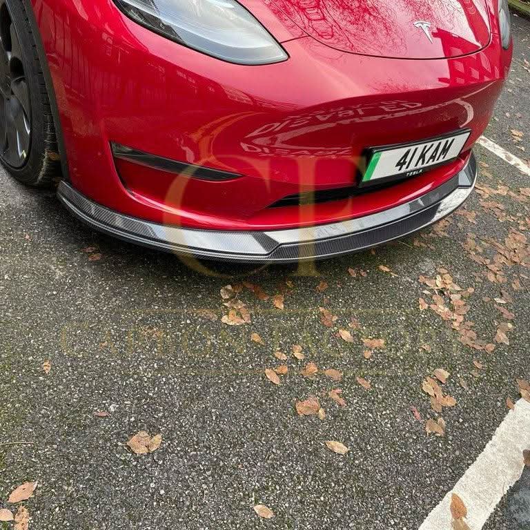 P Style Carbon Fibre Front Splitter for Tesla Model Y 19-23