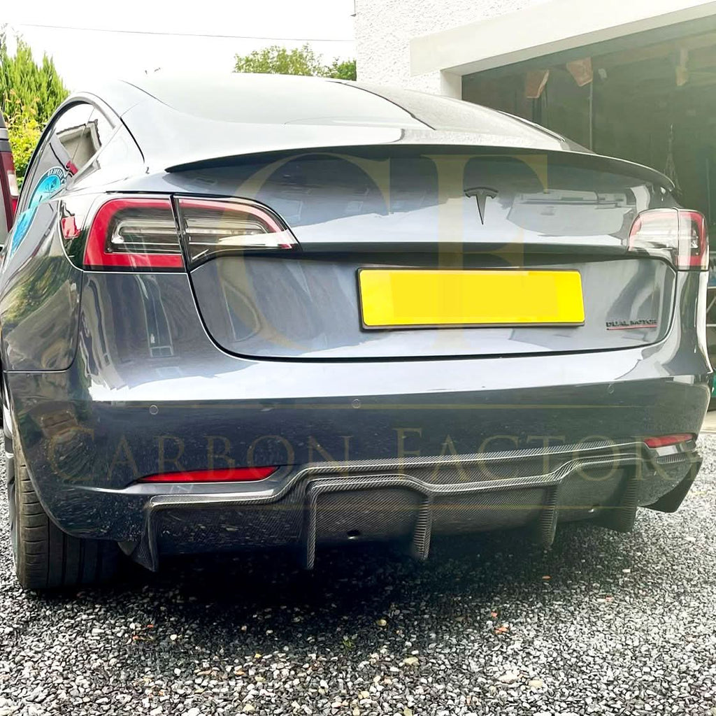 P Style Carbon Fibre Rear Diffuser for Tesla Model 3 16-23