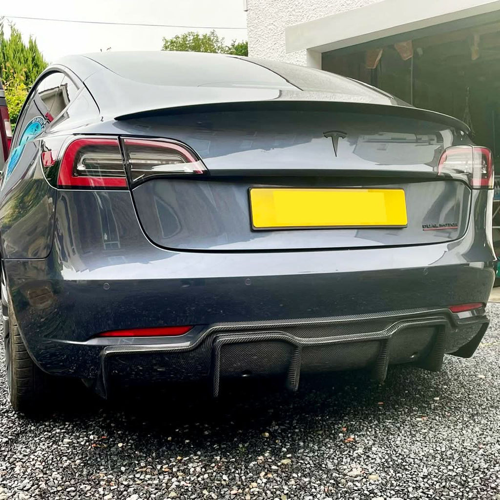 P Style Carbon Fibre Rear Diffuser for Tesla Model 3 16-23