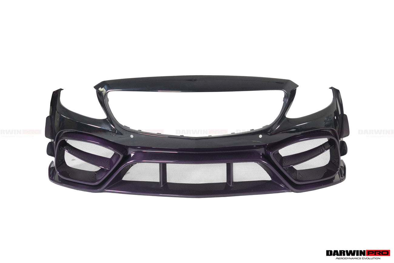 DARWINPRO - MERCEDES BENZ W205 C63 & C6S AMG COUPE 2015 -2021 PARTIAL CARBON FIBER FRONT BUMPER WITH CANARDS