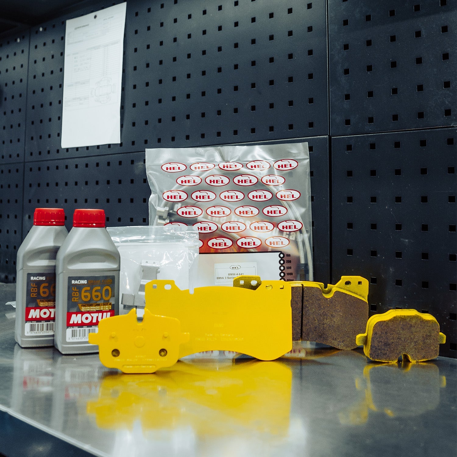 Pagid Racing RSL29 Front & Rear Brake Pads Set + MOTUL 660 Brake Fluid + HEL Lines For BMW F Series M Cars & M Lites