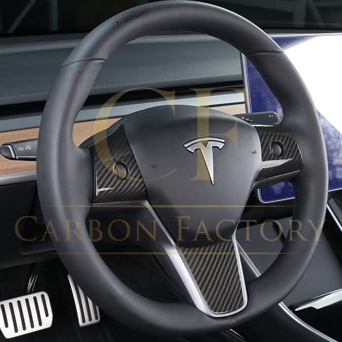 Pre-Preg Carbon Fibre Steering Wheel Trims for Tesla Model 3 & Model Y 17-23