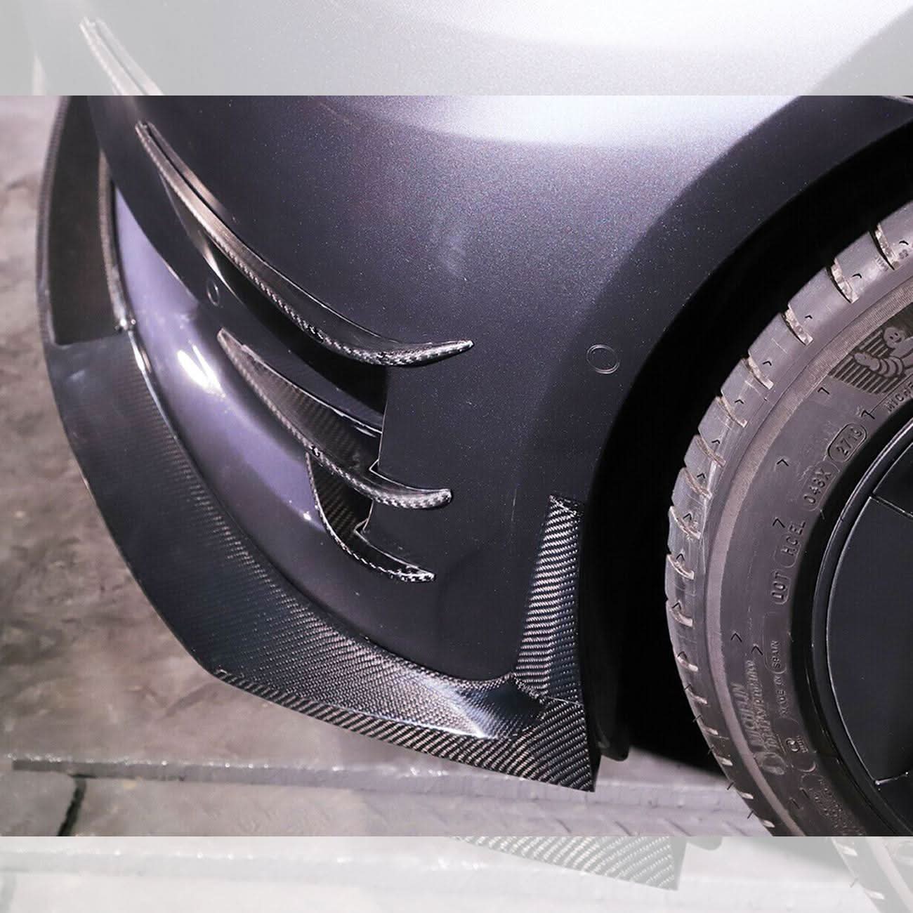 Pre-Preg Carbon Front Canards 6 Pieces Set for Tesla Model 3 16-23