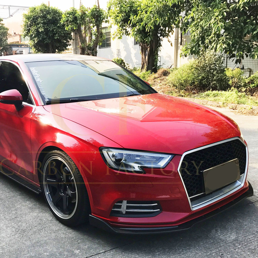 RS Style Carbon Fibre Front Splitter for Audi A3 Saloon Non S Line 16-19