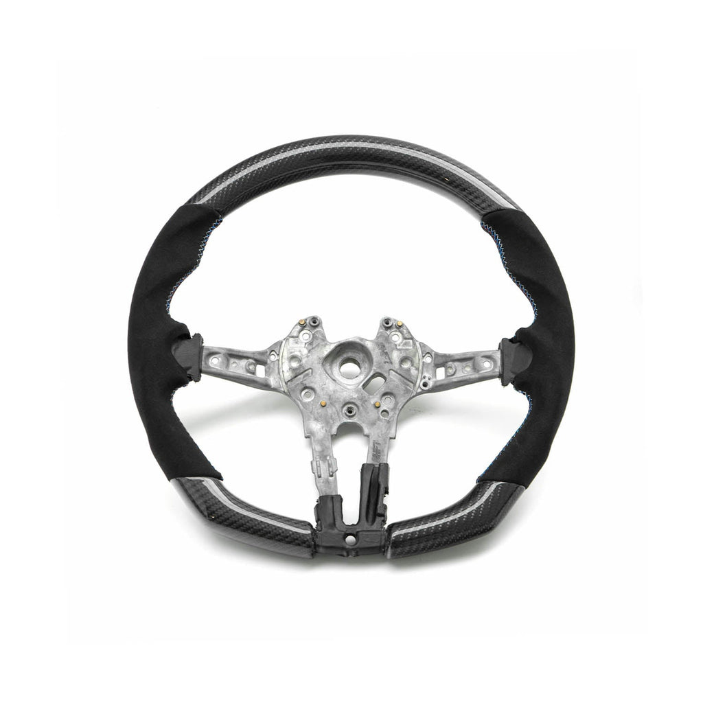 SHFT BMW F Series Flat Bottom Steering Wheel In Gloss Carbon Fibre & Alcantara