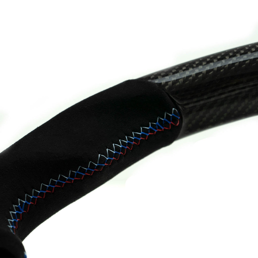 SHFT BMW F Series Flat Bottom Steering Wheel In Gloss Carbon Fibre & Alcantara