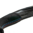 SHFT BMW F Series Flat Bottom Steering Wheel In Gloss Carbon Fibre & Alcantara With LED Race Display