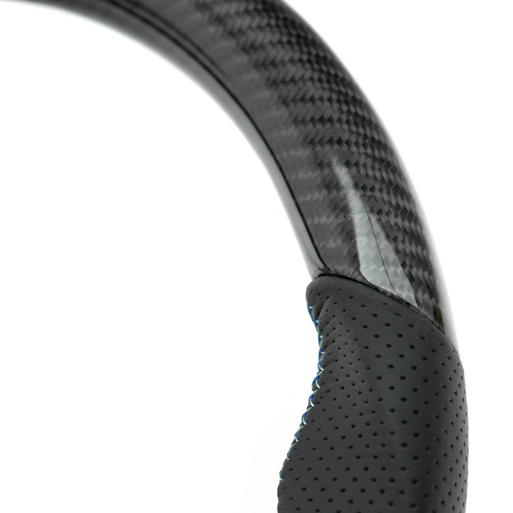 SHFT BMW F Series Flat Bottom Steering Wheel In Gloss Carbon & Perforated Leather