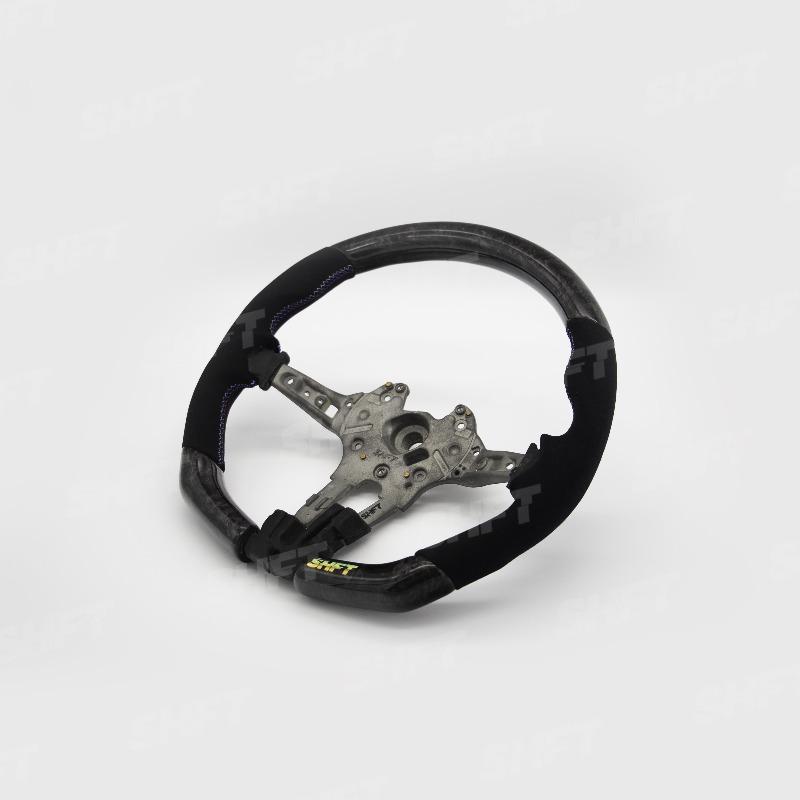 SHFT BMW F Series Flat Bottom Steering Wheel In Gloss Forged Carbon Fibre & Alcantara