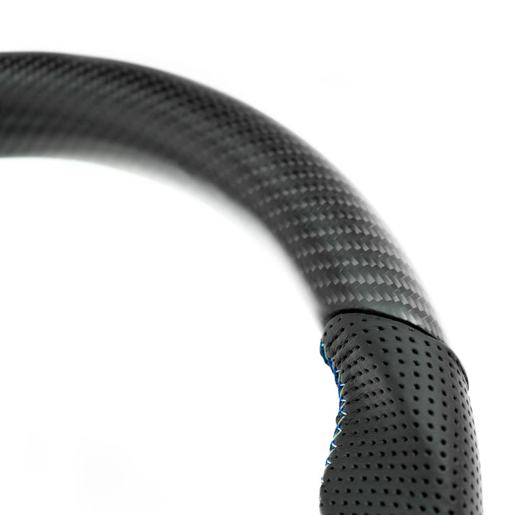 SHFT BMW F Series Flat Bottom Steering Wheel In Matte Carbon & Perforated Leather