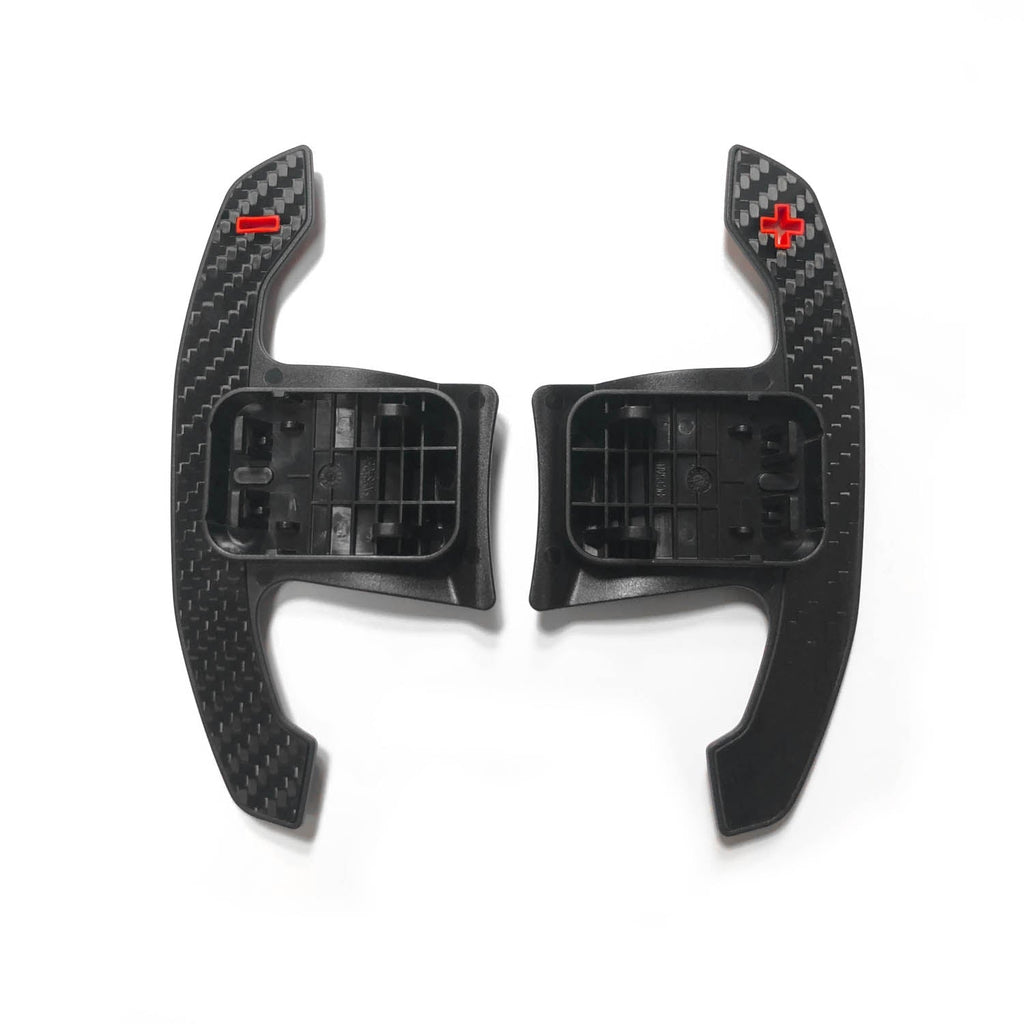 SHFT BMW F/G Series 'G8X Style' Automatic Paddle Shifters In Gloss Carbon Fibre With Red Details