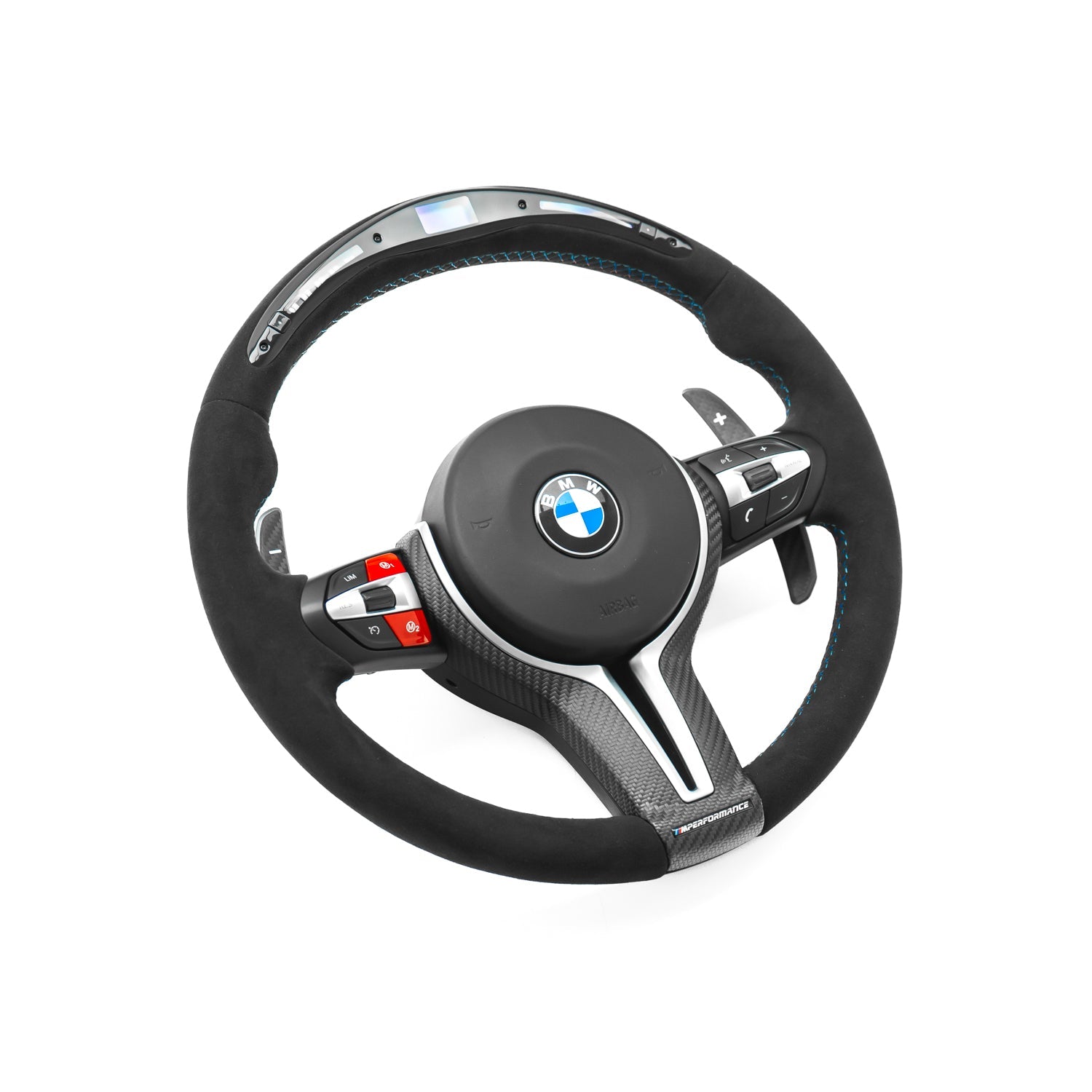 SHFT BMW F Series Round Steering Wheel In Full Alcantara With LED Race Display