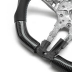 SHFT BMW Flat Bottom Steering Wheel In Gloss Carbon Fibre & Leather With LED Race Display