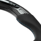 SHFT BMW Flat Bottom Steering Wheel In Gloss Carbon Fibre & Leather With LED Race Display