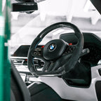 SHFT BMW G8X Flat Bottom Steering Wheel In Gloss Carbon Fibre & Alcantara (G80 M3, G82 M4 & G87 M2)