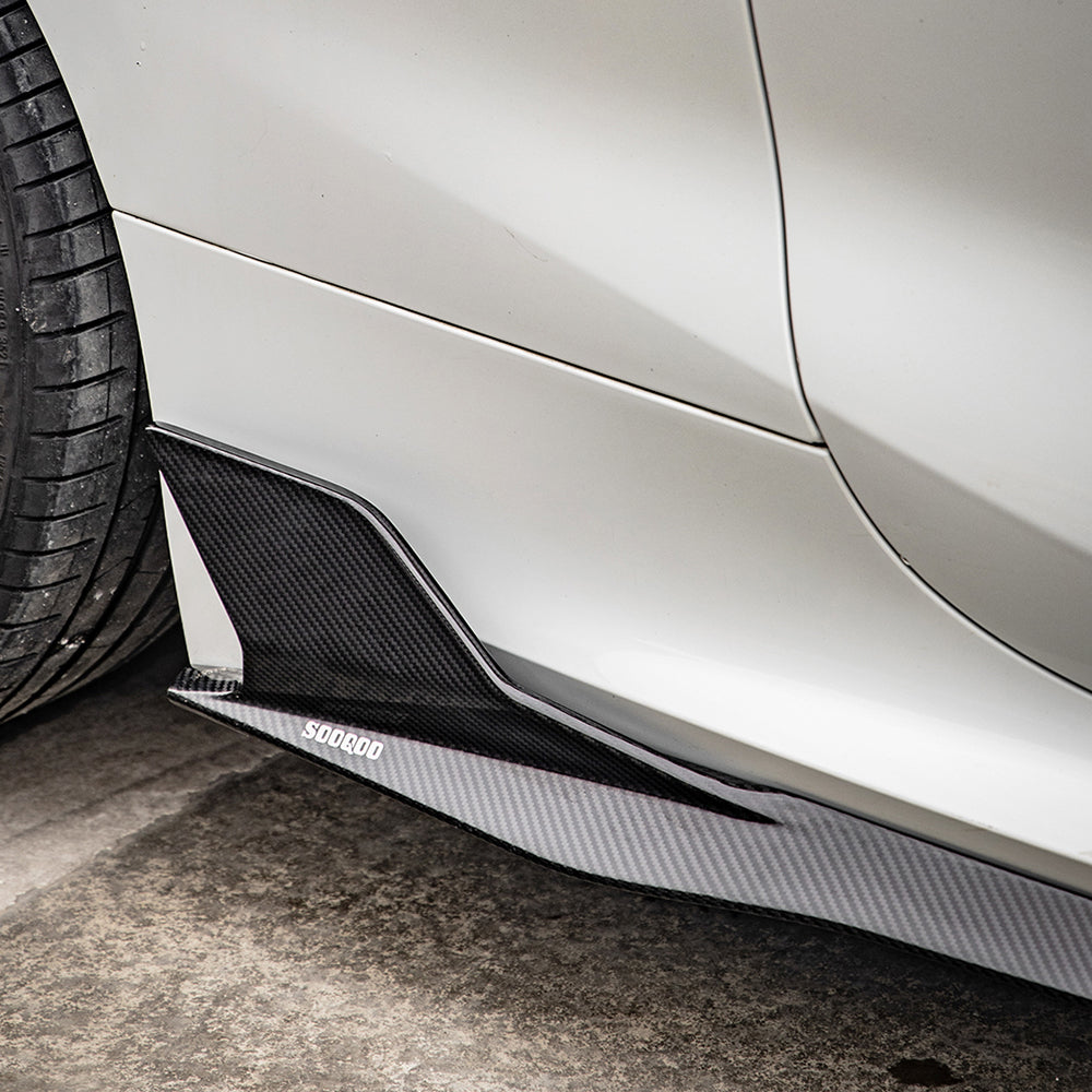 SooQoo BMW F93 M8 Gran Coupe Side Skirts In Gloss Carbon Fibre