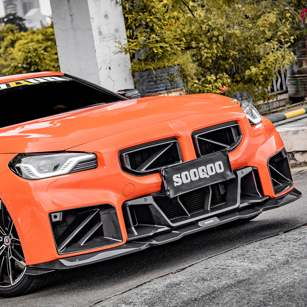 SooQoo BMW G87 M2 SQ-B Front Splitter In Gloss Carbon Fibre