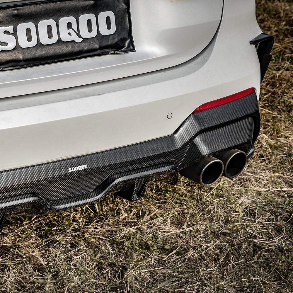 SooQoo BMW G22 G23 4 Series Rear Diffuser In Gloss Carbon Fibre
