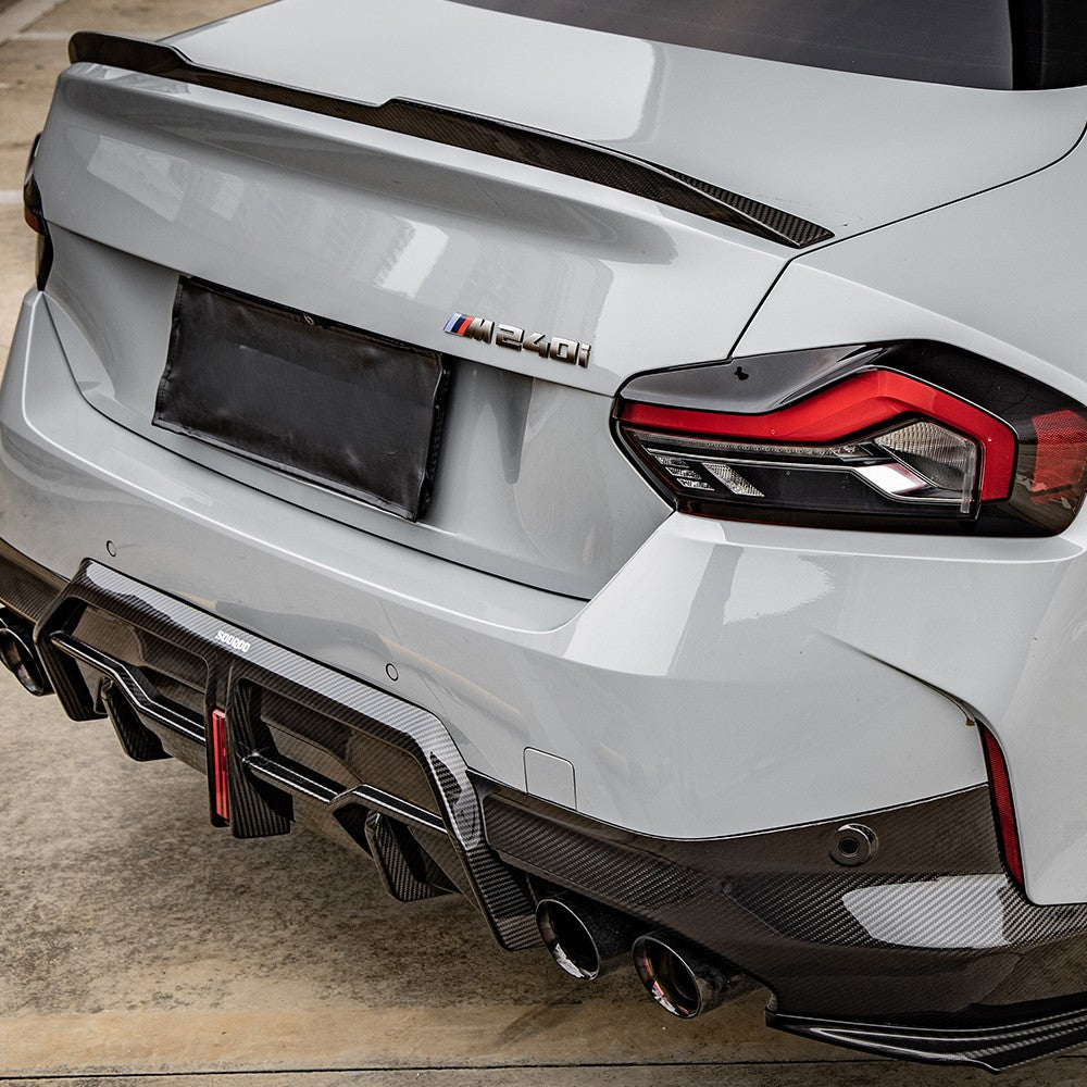 SQ Style with LED Pre-Preg Carbon Fibre Rear Diffuser for BMW 2 Series G42 Coupe 21-Present