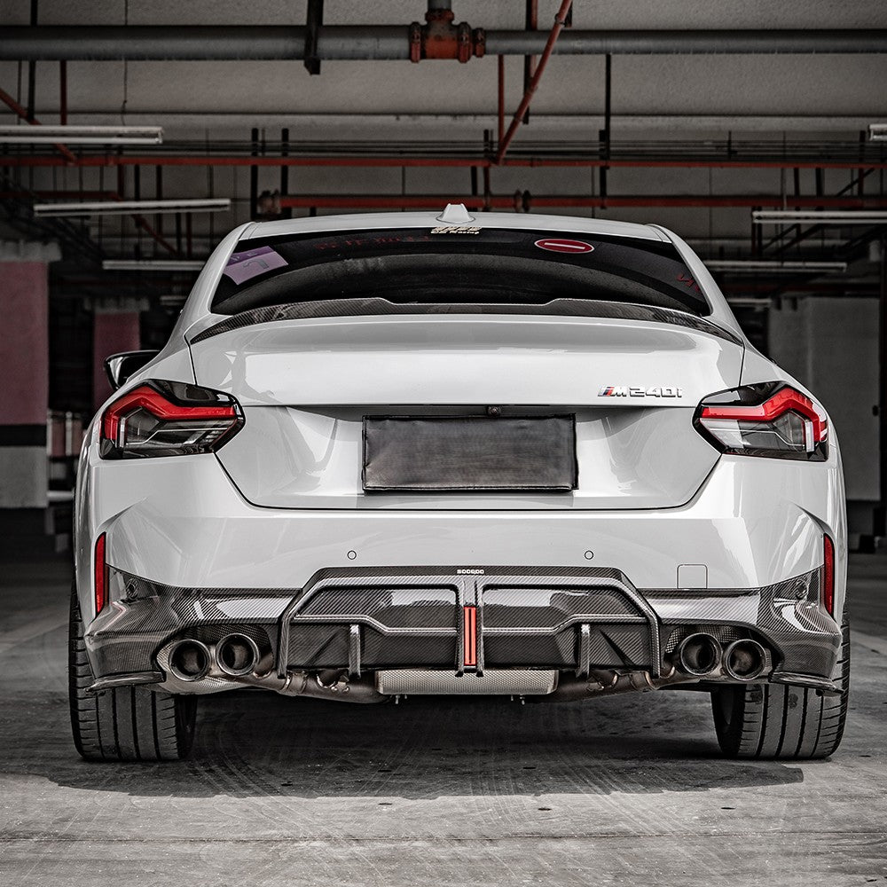 SQ Style with LED Pre-Preg Carbon Fibre Rear Diffuser for BMW 2 Series G42 Coupe 21-Present