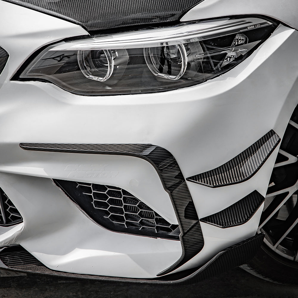 SooQoo BMW F87 M2 Front Canards In Gloss Carbon Fibre